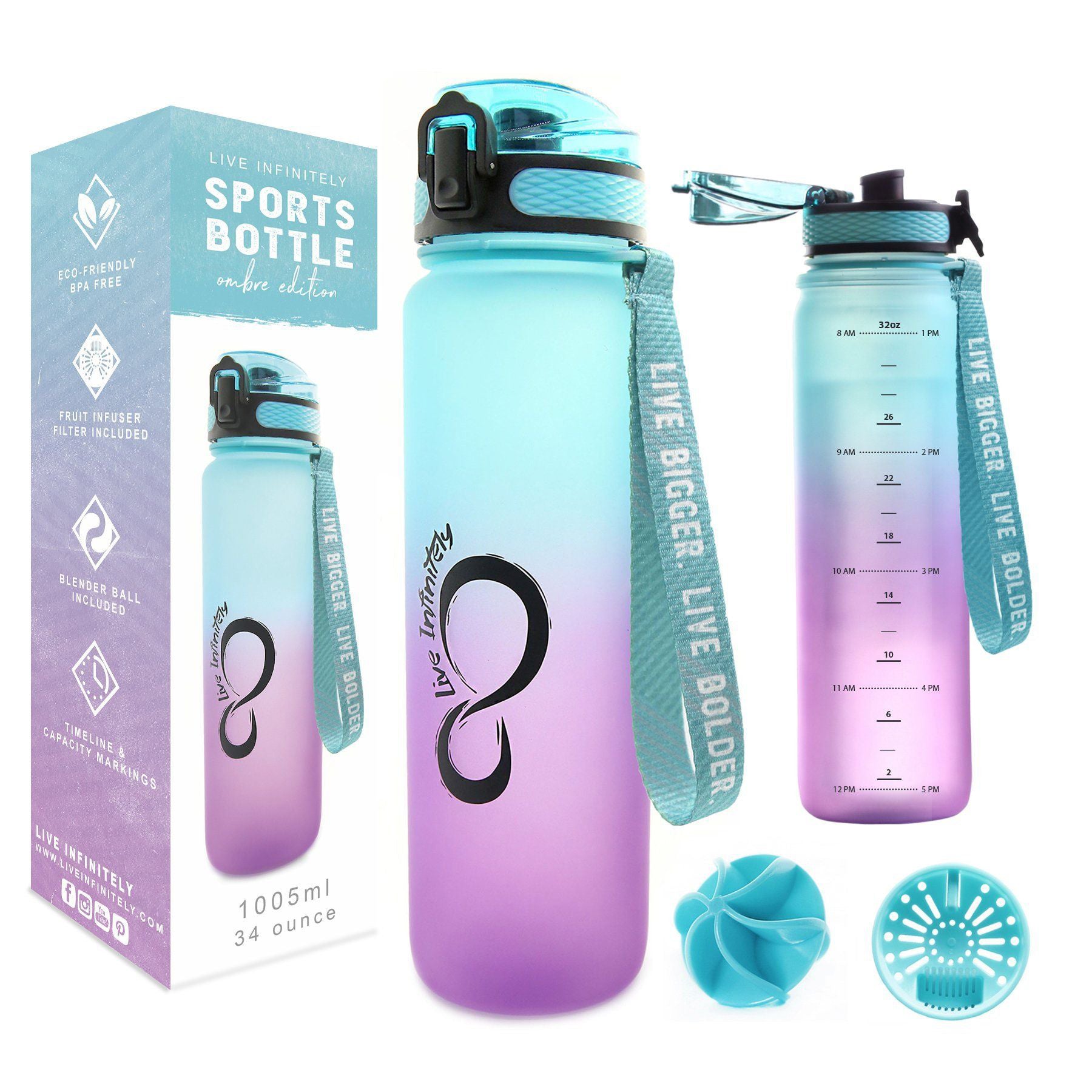 34oz Sports Water Bottle - Live Infinitely