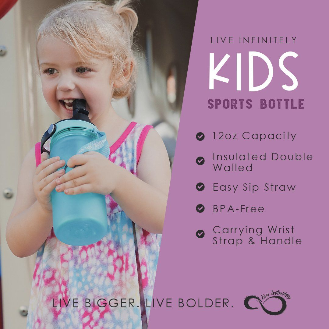 Live Infinitely Kids 12oz Insulated Bottles, Teal / 12oz