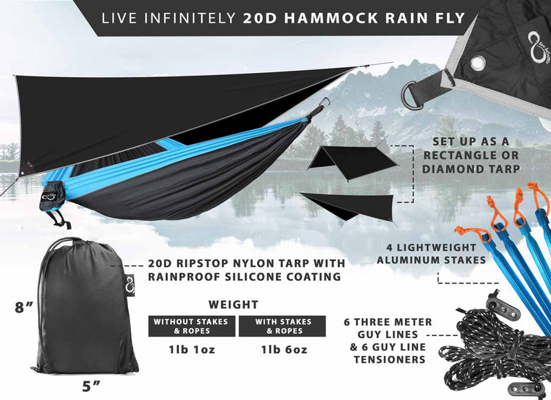 Nylon Rain Fly - Premium 20D Ripstop Nylon Hammock Rain Fly